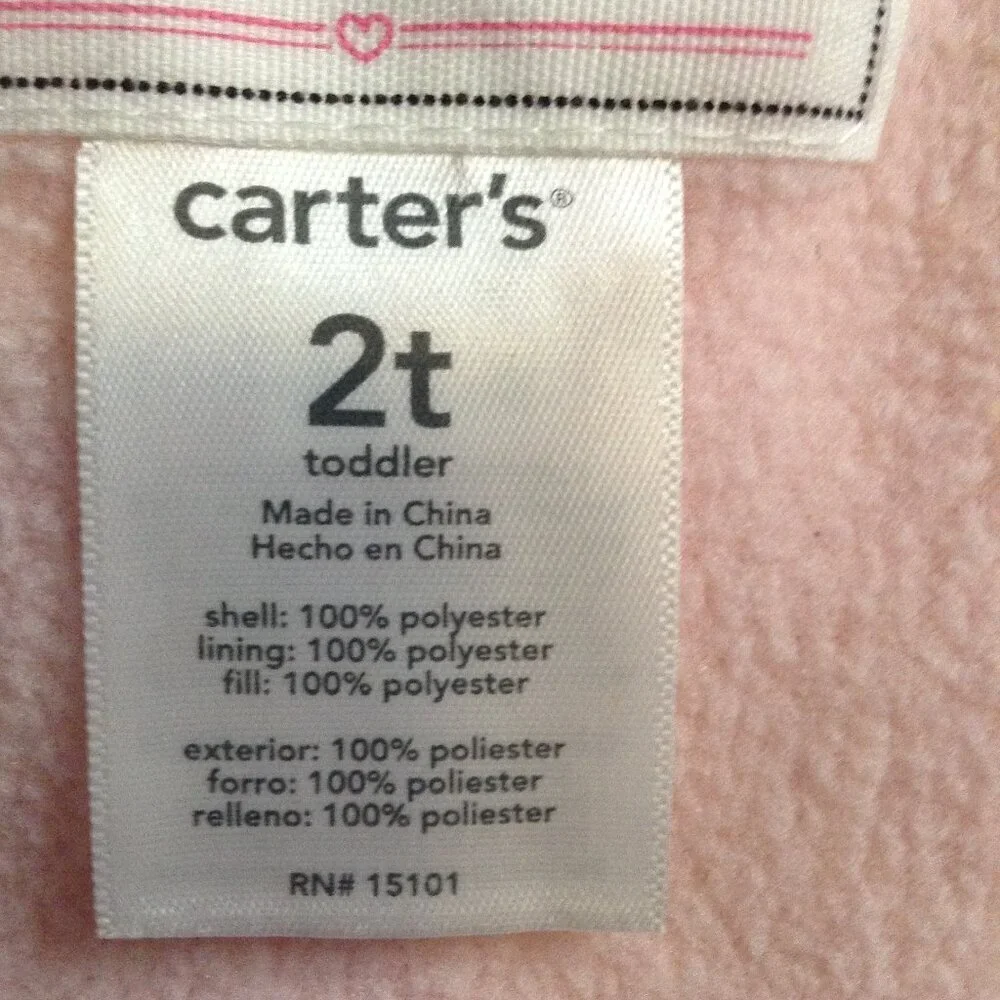 Carter's 2T Girls Fleece lined Puffer Jacket, hearts, Stylish, warm, easy care